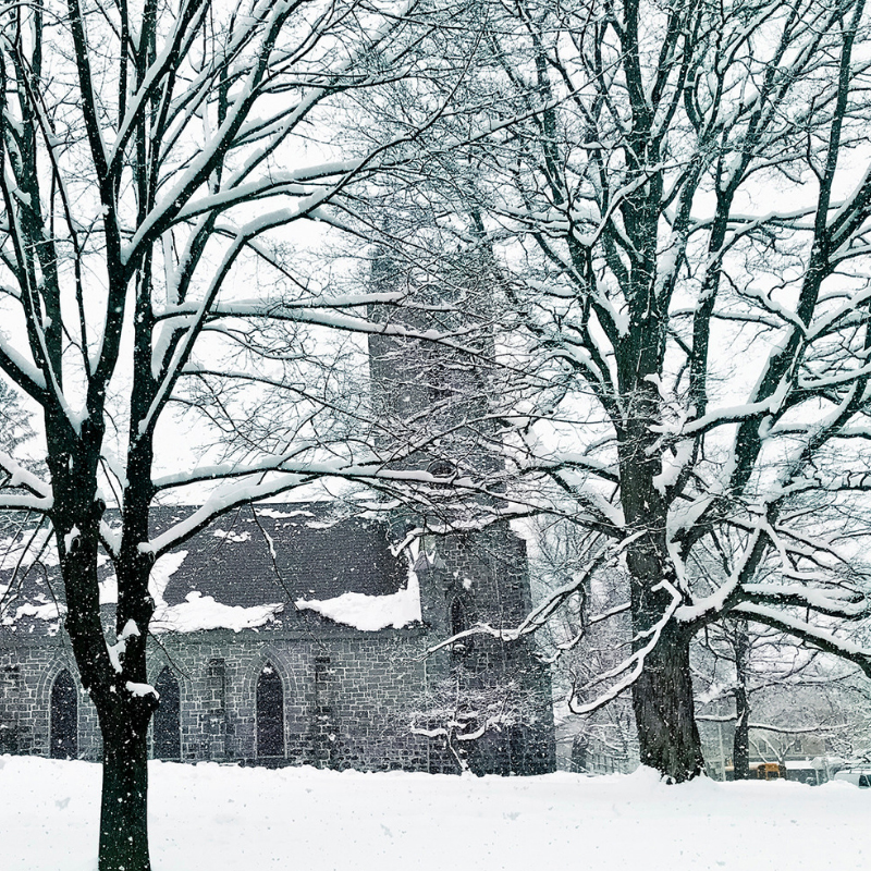 St. James in the winter snow, the Berkshires MA - aston magna concert Christmas