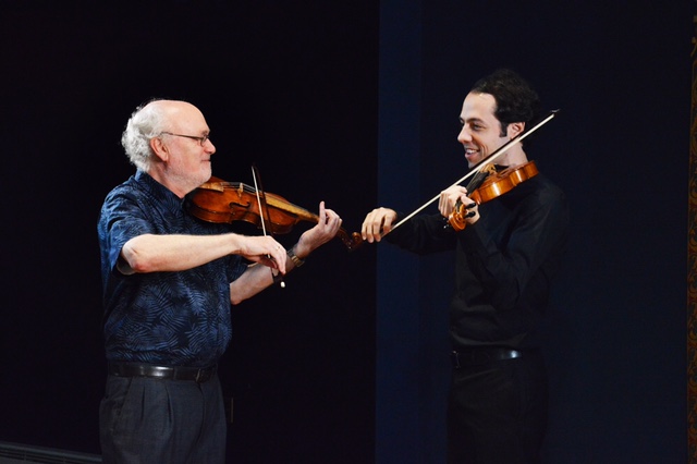 Edson Scheid and Dan Stepner playing violins
